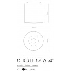 Точковий накладний світильник Nowodvorski 8733 CL IOS LED 30W 3000K 60° BLACK CN