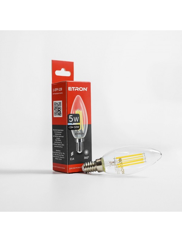 Лампа світлодіодна ETRON Filament 1-EFP-128 С37 5W 4200К E14