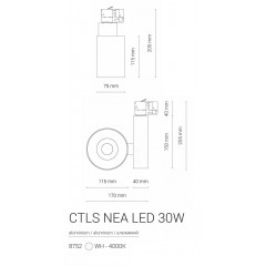 Світильник для трекової системи Nowodvorski 8752 CTLS NEA LED WHITE 30W 4000K CN