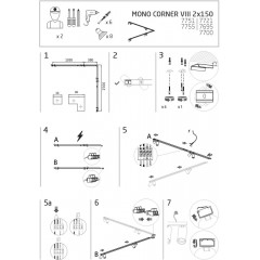 Спот-система Nowodvorski 7721 MONO CORNER VIII 2X150 BLACK PL