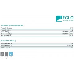 Настінний вуличний світильник Eglo 99565 Cerno