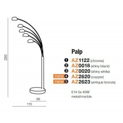 Торшер декоративний Azzardo AZ2620 Palp (FL-3009-CO)