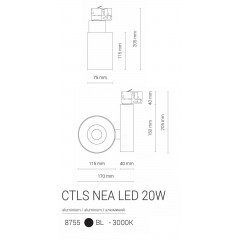 Світильник для трекової системи Nowodvorski 8755 CTLS NEA LED BLACK 20W 3000K CN