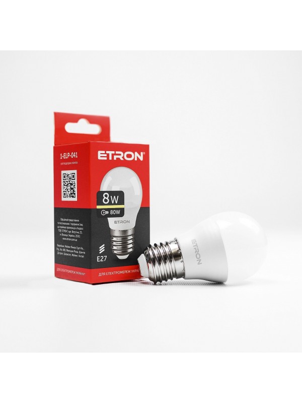 Лампа світлодіодна ETRON Light 1-ELP-041 G45 8W 3000K E27