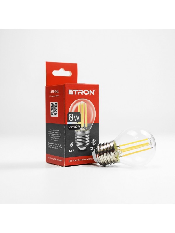 Лампа світлодіодна ETRON Filament 1-EFP-141 G45 8W 3000K E27