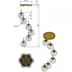 Люстра-підвіс PikART 6523-6 BRASS GLASS