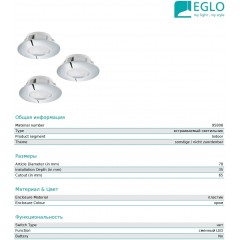 Точковий врізний світильник Eglo 95808 Pineda