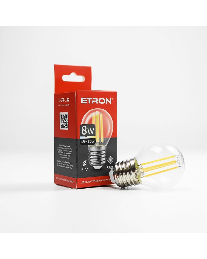 Лампа світлодіодна ETRON Filament 1-EFP-142 G45 8W 4200K E27