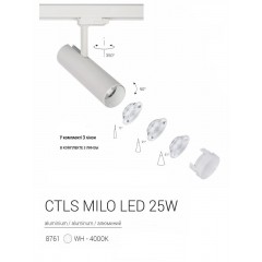 Світильник для трекової системи Nowodvorski 8761 CTLS MILO LED WHITE 25W 4000K CN