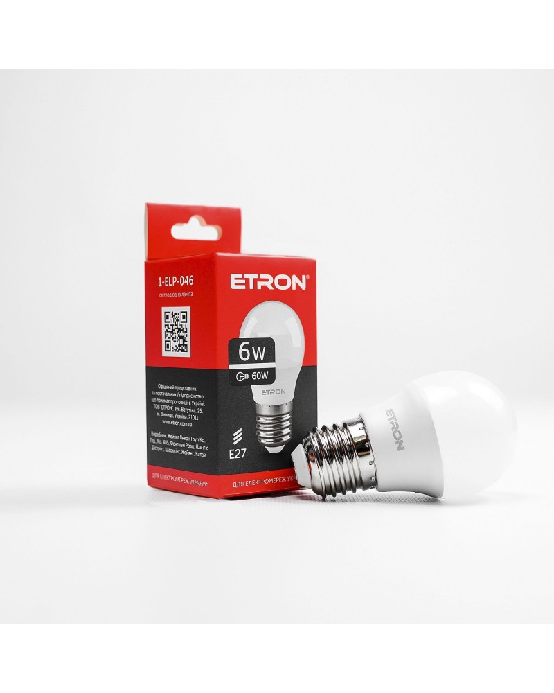 Лампа світлодіодна ETRON Light 1-ELP-046 G45 6W 4200K E27
