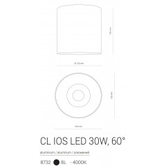 Точковий накладний світильник Nowodvorski 8732 CL IOS LED 30W 4000K 60° BLACK CN