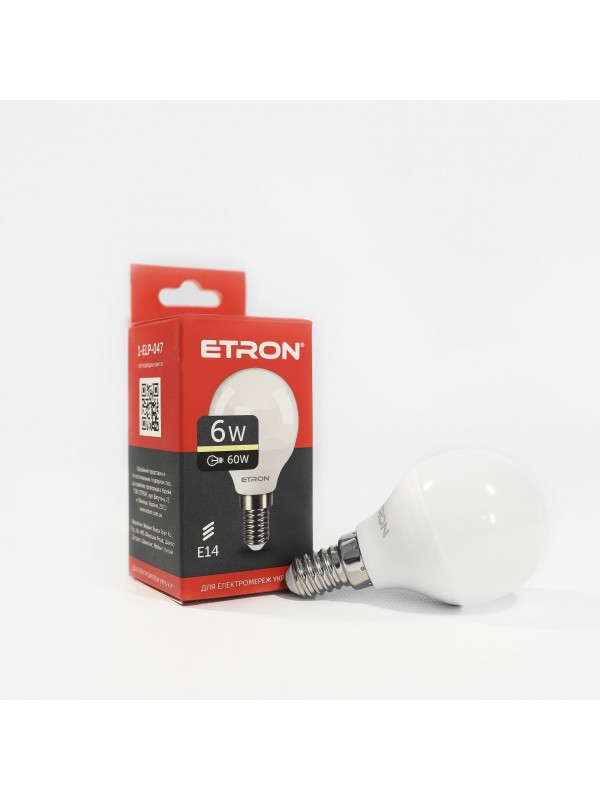 Лампа світлодіодна ETRON Light 1-ELP-047 G45 6W 3000K E14