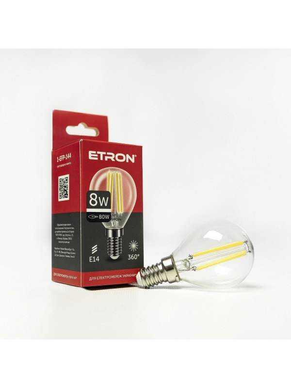 Лампа світлодіодна ETRON Filament 1-EFP-144 G45 8W 4200K E14