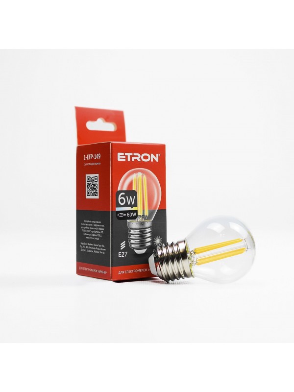 Лампа світлодіодна ETRON Filament 1-EFP-149 G45 6W 3000K E27