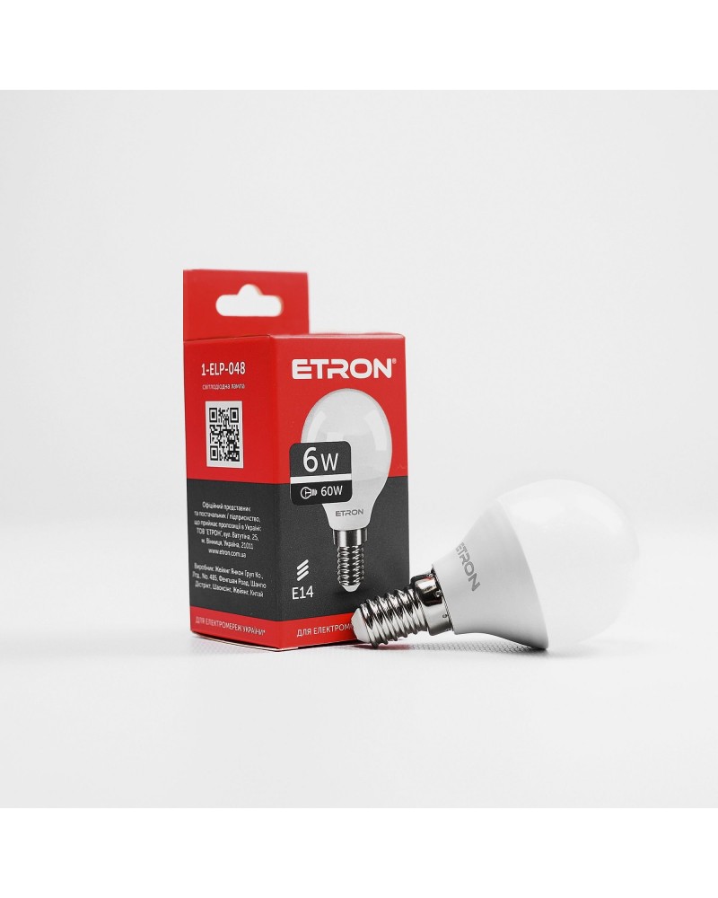 Лампа світлодіодна ETRON Light 1-ELP-048 G45 6W 4200K E14