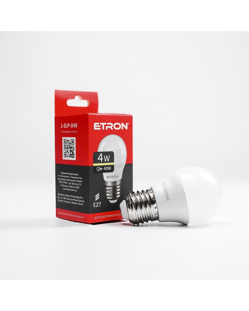Лампа світлодіодна ETRON Light 1-ELP-049 G45 4W 3000K E27