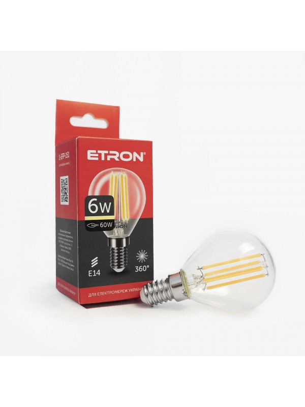Лампа світлодіодна ETRON Filament 1-EFP-151 G45 6W 3000K E14