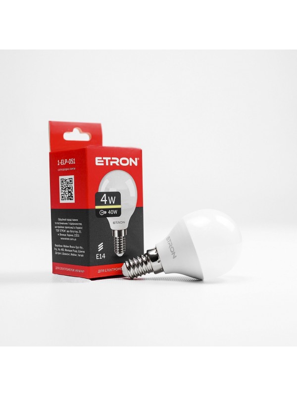 Лампа світлодіодна ETRON Light 1-ELP-051 G45 4W 3000K E14