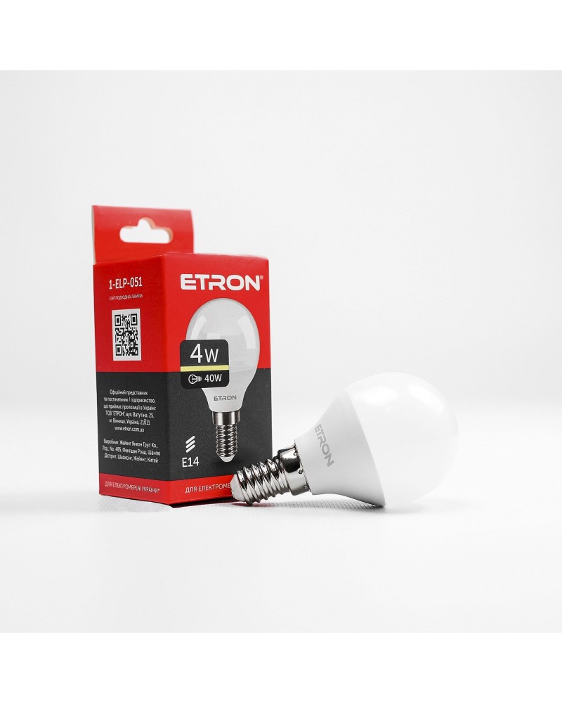 Лампа світлодіодна ETRON Light 1-ELP-051 G45 4W 3000K E14