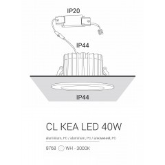 Точковий врізний світильник Nowodvorski 8768 CL KEA LED 40W 3000K WHITE CN