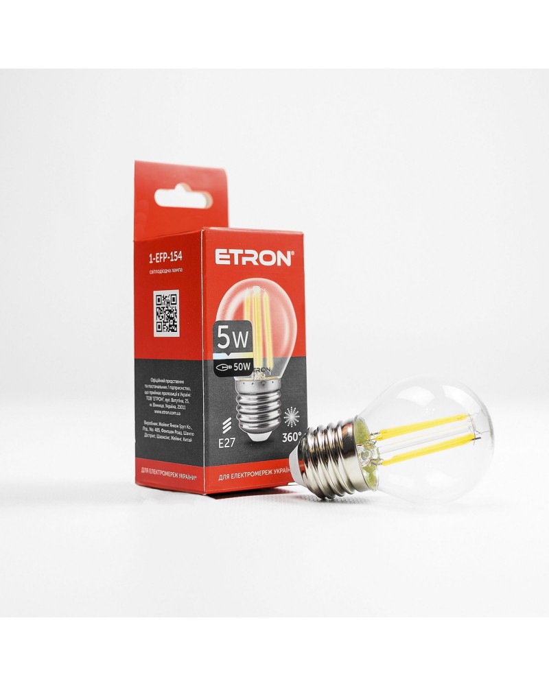 Лампа світлодіодна ETRON Filament 1-EFP-154 G45 5W 4200K E27