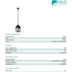 Вуличний підвісний світильник Eglo 30161 Kolea