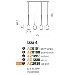 Люстра-підвіс Azzardo AZ2938 Izza 4 smoky