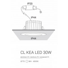 Точковий врізний світильник Nowodvorski 8771 CL KEA LED 30W 3000K WHITE CN