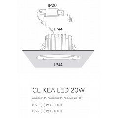 Точковий врізний світильник Nowodvorski 8772 CL KEA LED 20W 4000K WHITE CN