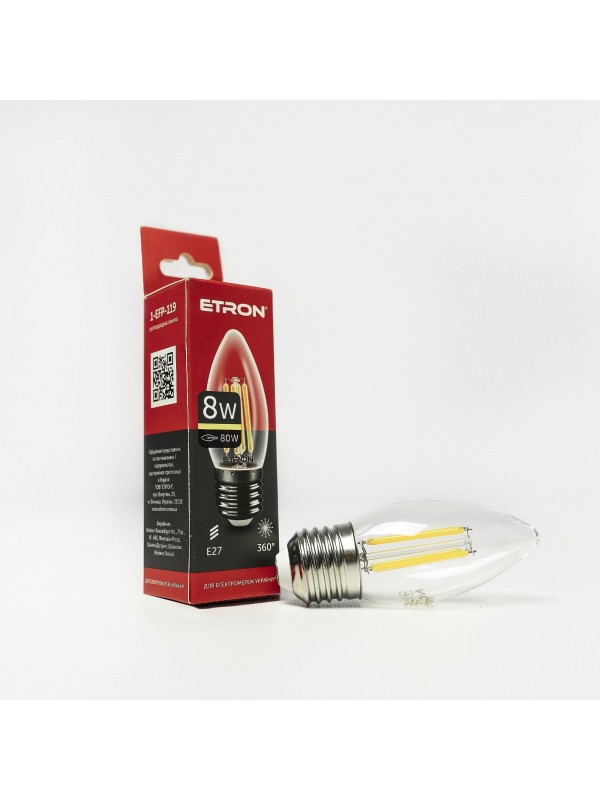 Лампа світлодіодна ETRON Filament 1-EFP-119 С37 8W 3000K E27