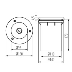 Грунтовий вуличний світильник Kanlux Xard DL-40 (07195)