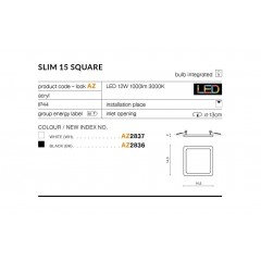 Точковий врізний світильник Azzardo AZ2837 Slim 15 Square 3000K