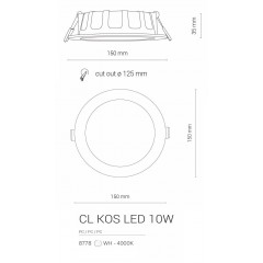 Точковий врізний світильник Nowodvorski 8778 CL KOS LED 10W 4000K WHITE CN