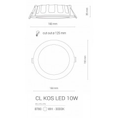 Точковий врізний світильник Nowodvorski 8780 CL KOS LED 10W 3000K WHITE CN