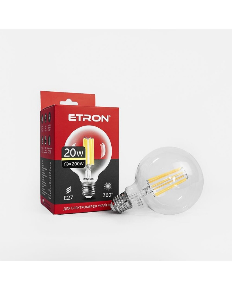 Лампа світлодіодна ETRON Filament 1-EFP-171 G95 20W 3000K E27