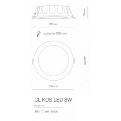 Точковий врізний світильник Nowodvorski 8781 CL KOS LED 8W 4000K WHITE CN