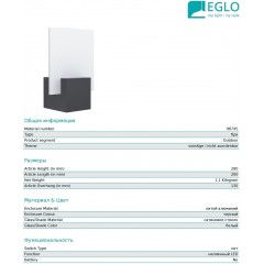 Настінний вуличний світильник Eglo 98745 Adamello