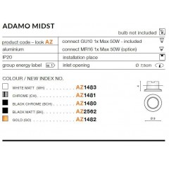 Точковий врізний світильник Azzardo AZ2562 Adamo Midst