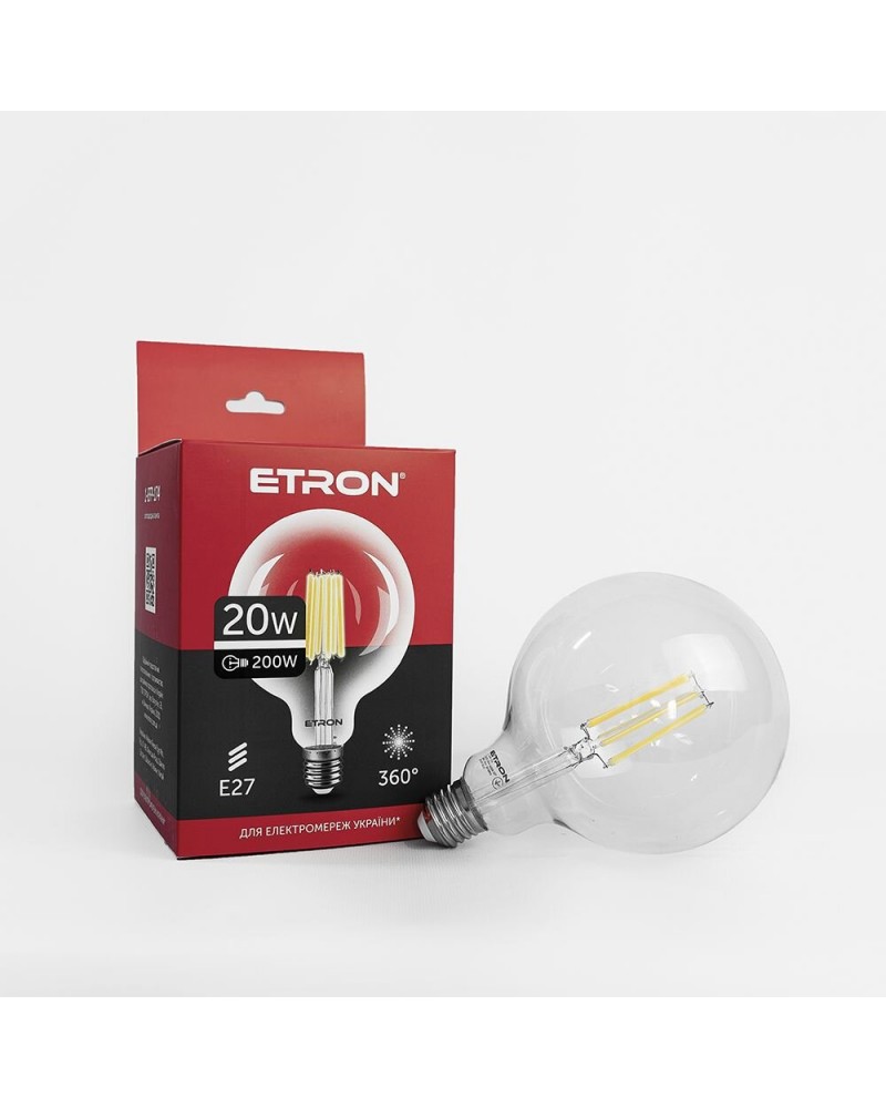 Лампа світлодіодна ETRON Filament 1-EFP-174 G125 20W 4200K E27