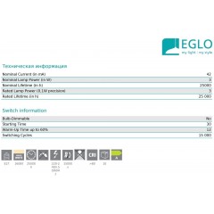 Світлодіодна лампа Eglo 11849 T40 3W 1600k 220V E27