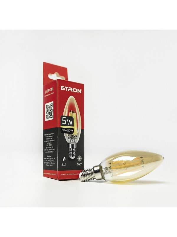 Лампа світлодіодна ETRON Filament 1-EFP-181 C35 5W 2700K E14