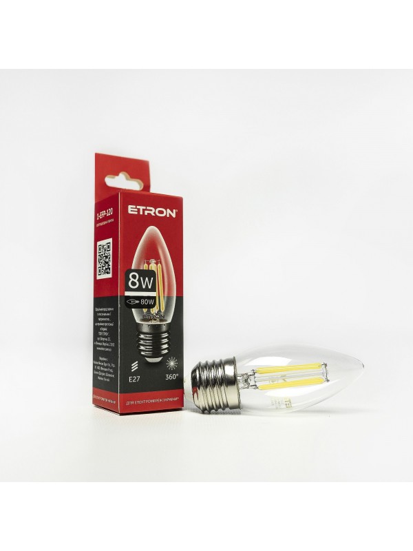 Лампа світлодіодна ETRON Filament 1-EFP-120 С37 8W 4200K E27