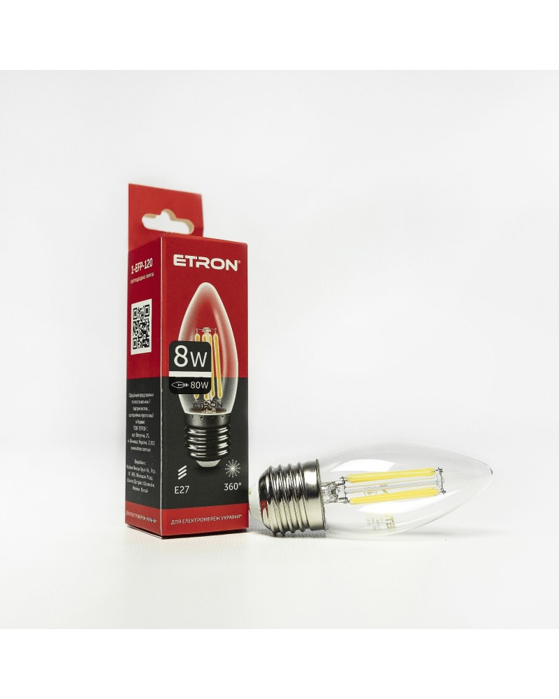Лампа світлодіодна ETRON Filament 1-EFP-120 С37 8W 4200K E27