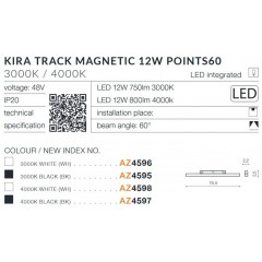 Світильник для магнітної системи Azzardo AZ4596 KIRA TRACK MAGNETIC 12W POINTS60 3000K WH