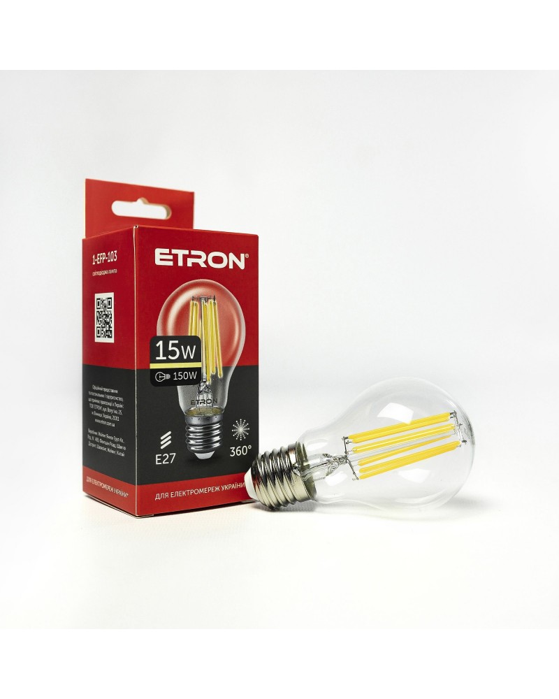 Лампа світлодіодна ETRON Filament 1-EFP-103 A60 15W 3000K E27