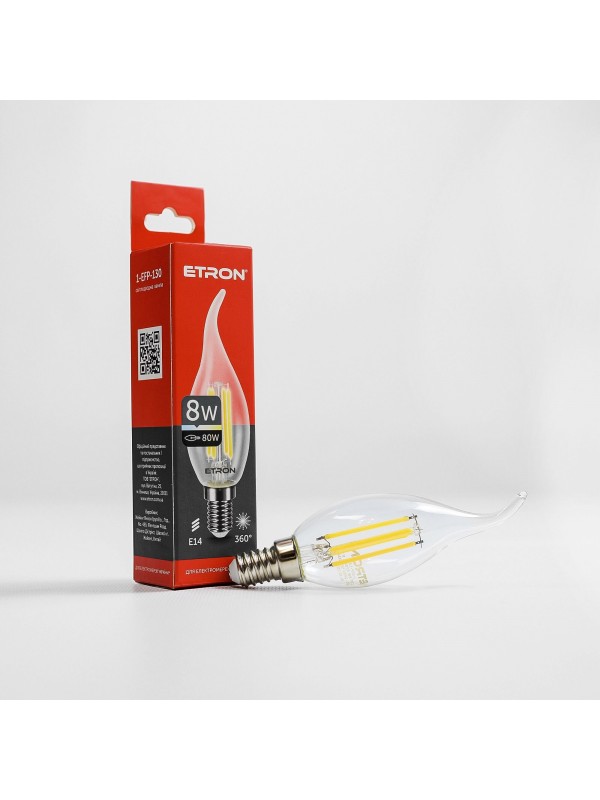 Лампа світлодіодна ETRON Filament 1-EFP-130 С37 tailed 8W 4200K E14