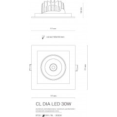 Точковий врізний світильник Nowodvorski 8720 CL DIA LED 30W 3000K WHITE/BLACK CN