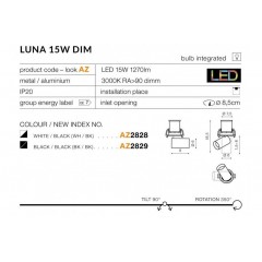 Точковий врізний світильник Azzardo AZ2828 Luna 15W Dim