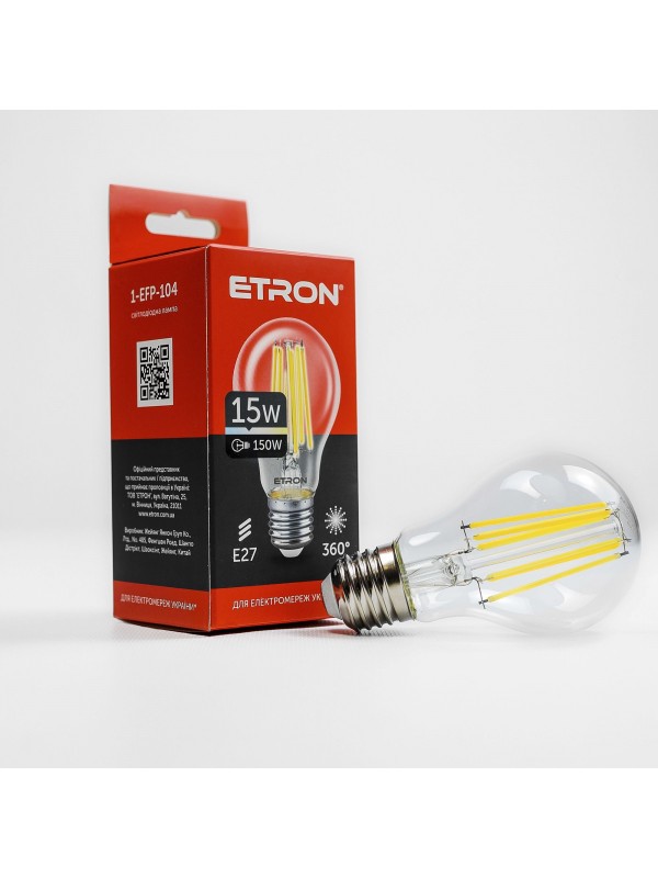 Лампа світлодіодна ETRON Filament 1-EFP-104 A60 15W 4200K E27