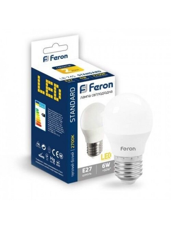 Світлодіодна лампа Feron LB-745 6W E27 2700K